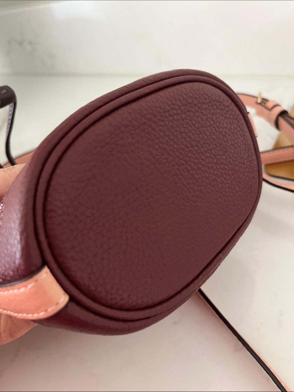 NWOT Coach Mini Dempsey Burgundy Signature Drawstring Bucket Bag - Picture 9 of 12